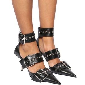 Balenciaga Black Leather Pumps with belt straps in EU 40.5 NIB